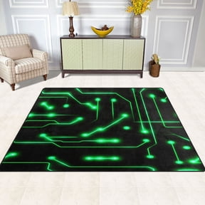Neon Circuit Design 63''x48'' Plush Memory Foam Bath Mat, Soft, Absorbent, Non Slip, Durable