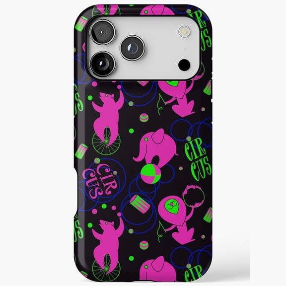 Neon Circus Pattern Retro Aesthetic Compatible Phone Case for iPhone 11 12 13 14 15 16 17 Pro Max