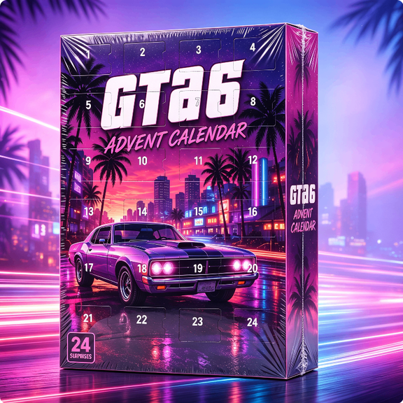 Neon City Advent Calendar 2026, 24 Days of Surprise Collectible Figurines, Retro Vice Theme Holiday Countdown Box, Gift for Fans and Collectors.