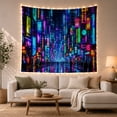 thumbnail image 1 of Neon City Crowds Along a Layered Sign-Lit Street, Moody Digital Art for Gamers, Urban Night Decor, Housewarming Gift, Tapestry Wall Hanging for Gaming Room and Studio, 1 of 6