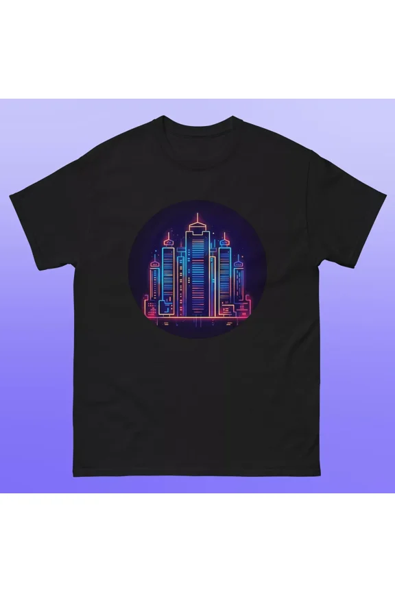 Neon City Landscape - Unisex Short Sleeve T-Shirt | eBay