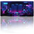 thumbnail image 1 of Neon City XXL Extended Mouse Pad Large Purple Desktop Gaming Mousepad Stitched Edges Keyboard Desk Pads Non-Slip Rubber Base Office Long Mouse Mat(Size:31.5x11.8in), 1 of 5