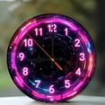 thumbnail image 1 of Neon Clock Wall Decor Pink Purple Art 10-Inch Silent Wooden Wall Clock, Battery Operated (AA Batteries Not Included), Artistic Home Decor, 1 of 7