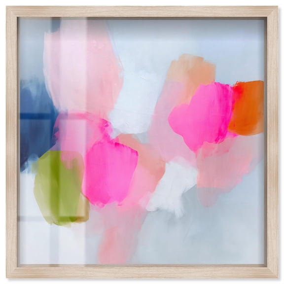 Neon Cloudscape I Shadowbox Print Pastel Wall Decor by Art Remedy, Blonde Frame, 24 x 24