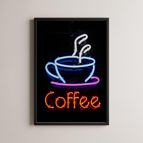 Neon Coffee Sign Print Retro Cafe Art Colorful Neon Light Poster Coffee Shop Decor Vintage Wall Art Coffee Lover Gift