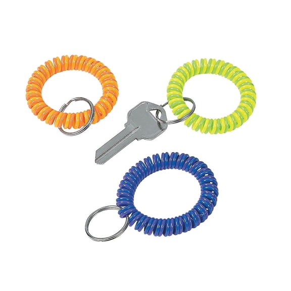 Neon Coil Key Chains - Party Favors - 12 Pieces
