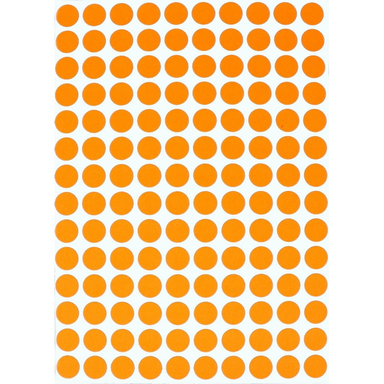 Color Coding Dot Labels Neon Orange Round Dot Stickers - 1000 Pack 19mm ...