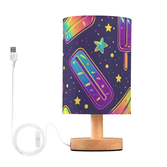 Neon Color Ice Sucker Stars Table Lamp with USB Port LED Warm Light Lamp Night Light Home Decor