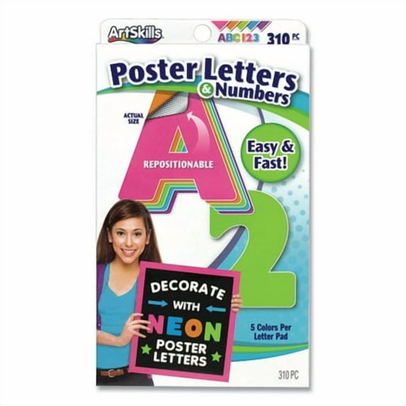 Neon Color Poster Letters And Numbers, 310/pack | Bundle of 2 Packs