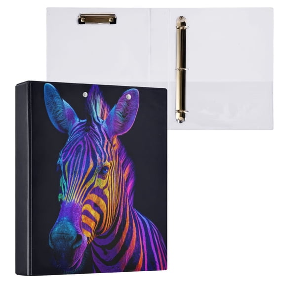 Neon Color Zebra 3 Ring Hardcover Binders 1.5in Round Rings for Letter-Size Folder Paper Organizer Pockets for Office Student Recipe
