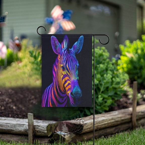 Neon Color Zebra Garden Flag Double Sided Outdoor Banners Yard Flags for Garden Home Holiday Decorations