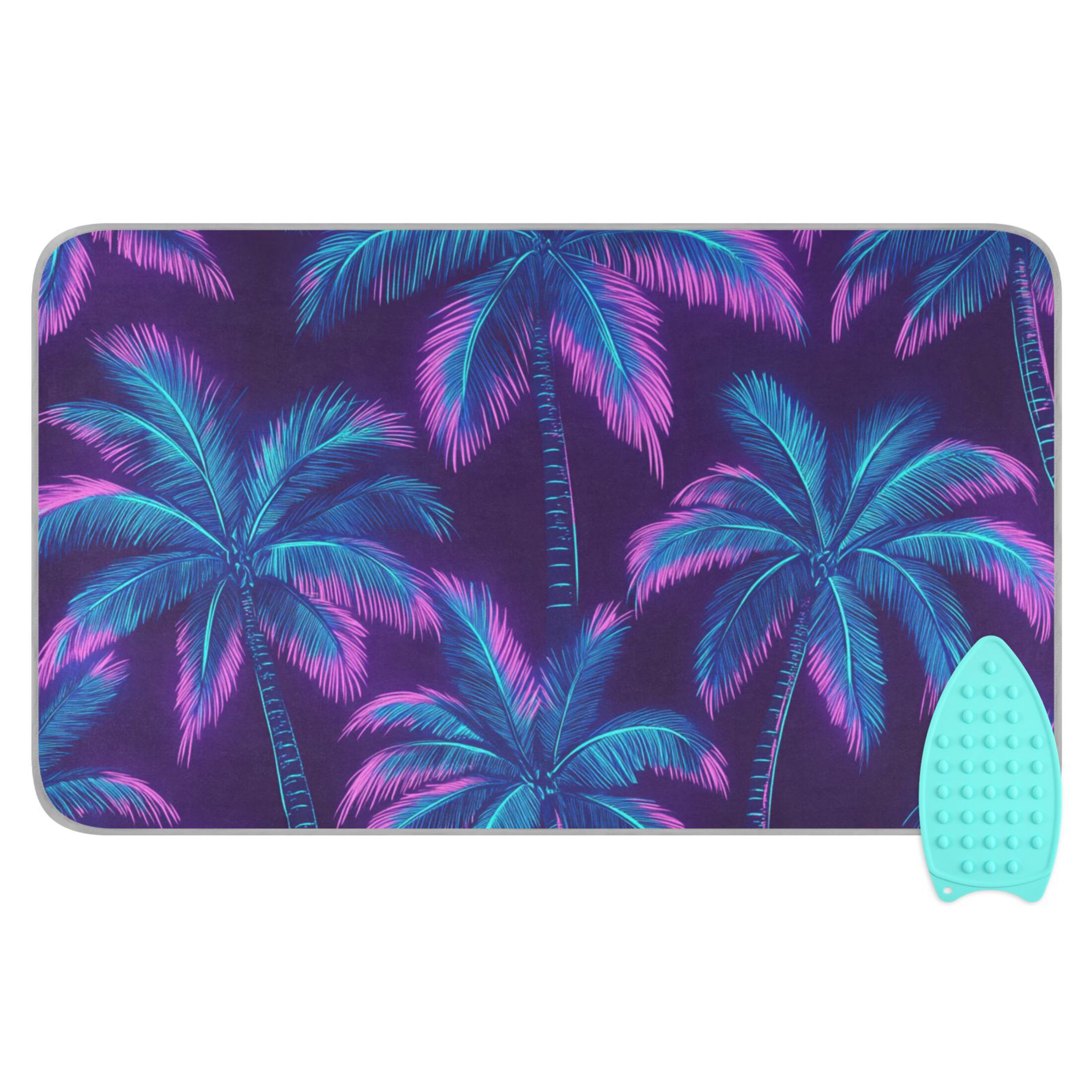 Neon Colored Coconut Trees Ironing Mat Blanket Portable Travel Ironing Pad Heat Resistant Pad 47.2" x 27.6”