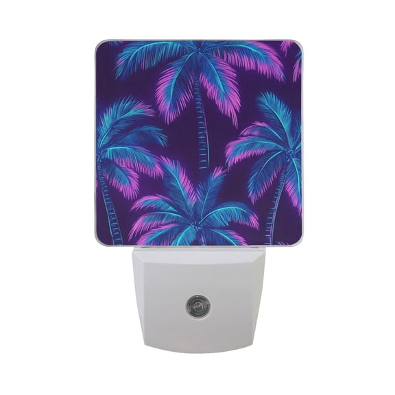 Neon Colored Coconut Trees LED Night Light with Smart Sensor Plug Into Wall Dusk to Dawn 2 packs