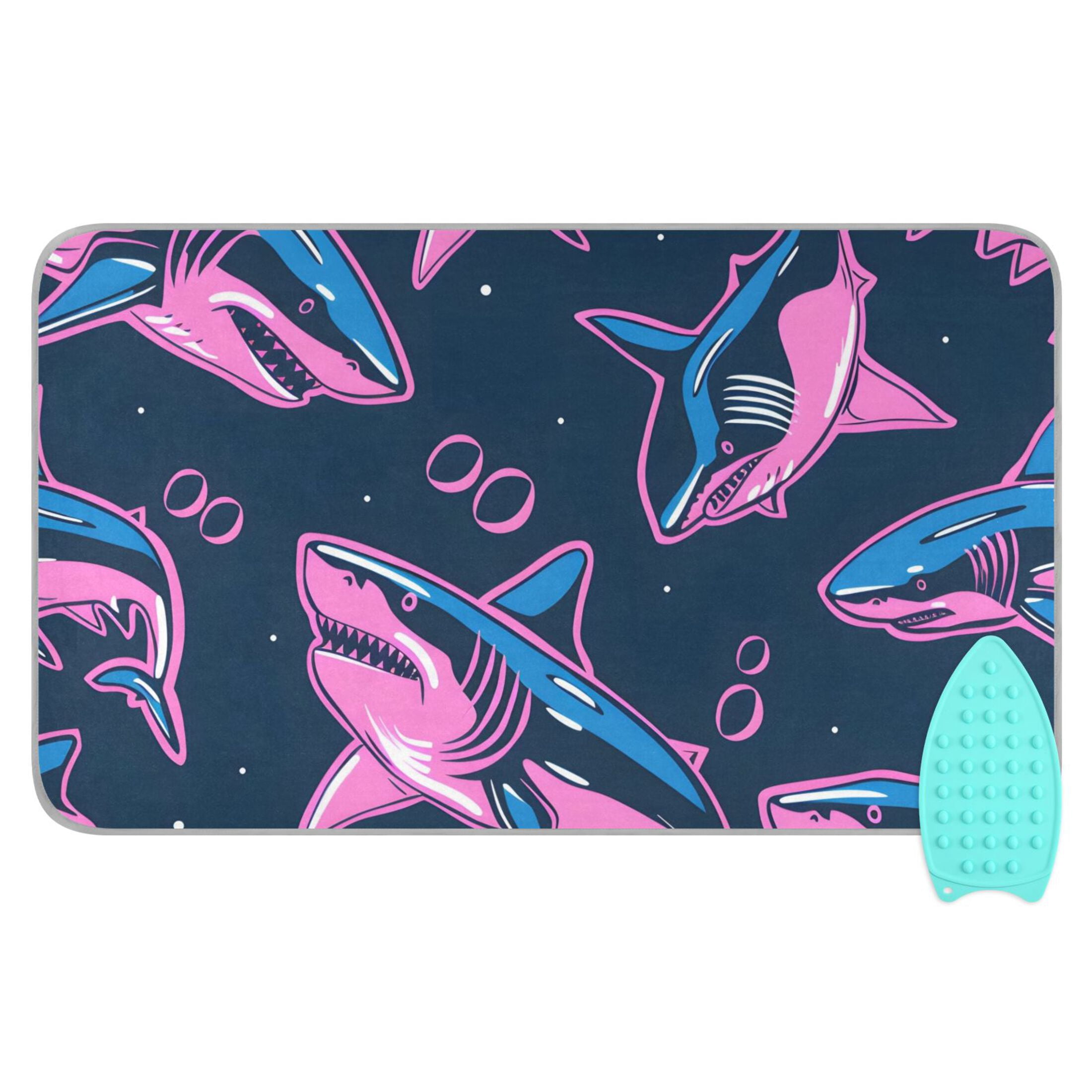 Neon Colored Fishes and Bubbles Ironing Mat Blanket Portable Travel Ironing Pad Heat Resistant Pad 47.2" x 27.6”