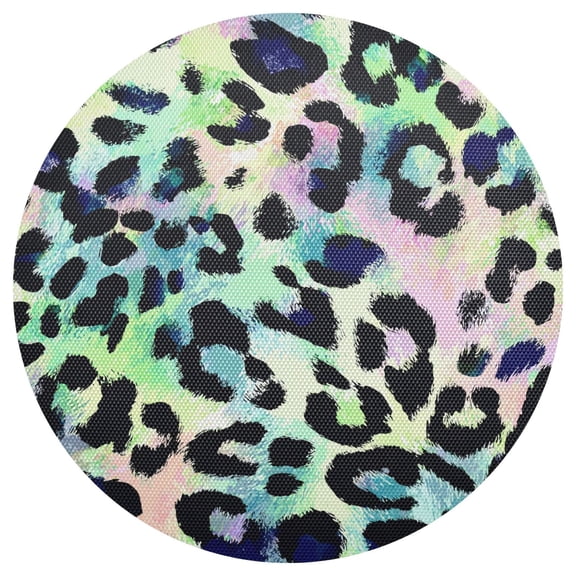 Neon Colored Leopard Skin PVC Round Grid Placemat Table Mat 1 Pc 15.4" x 15.4"