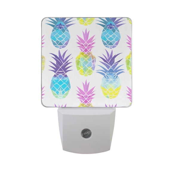 Neon Colored Pineapples LED Night Light with Smart Sensor Plug Into Wall Dusk to Dawn 2 packs
