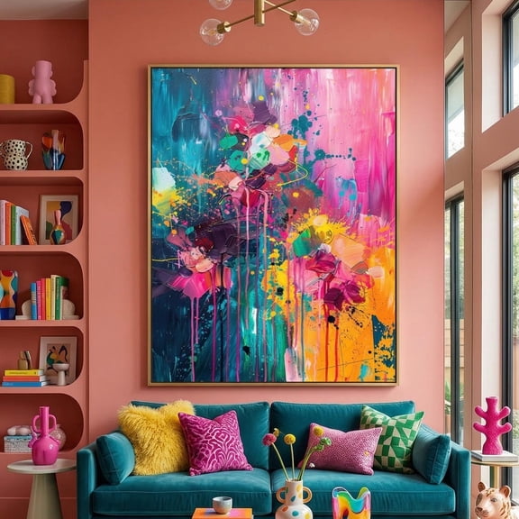 Neon Colorful Abstract Wall Art Print