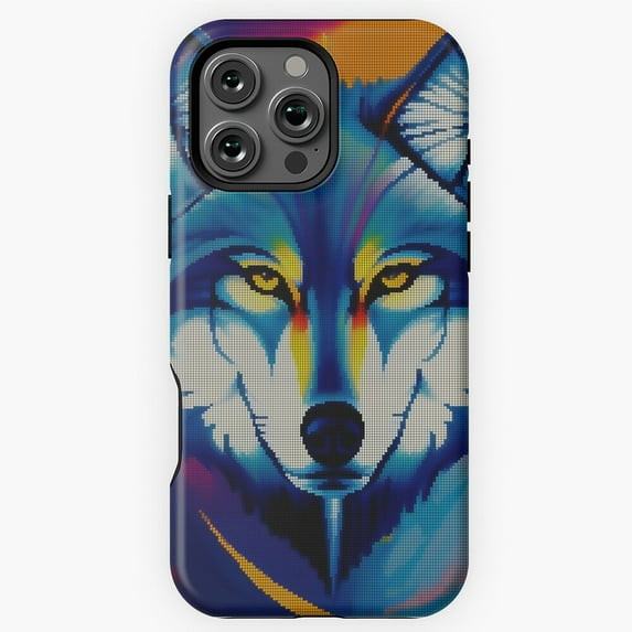 Neon Colorful Abstract Wolf Pixel Art Phone Case for iPhone 16 15 14 13 12 11 Pro Max - Unique Design Phone M97