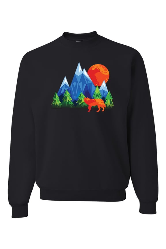 Neon Colorful California Bear Sunset Cali Redwoods | Mens Fashion Crewneck Graphic Sweatshirt, Black, Large