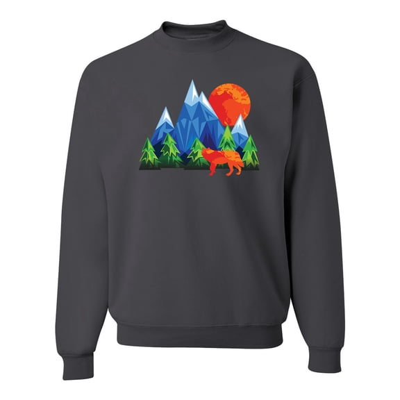 Neon Colorful California Bear Sunset Cali Redwoods | Mens Fashion Crewneck Graphic Sweatshirt, Charcoal, 3XL