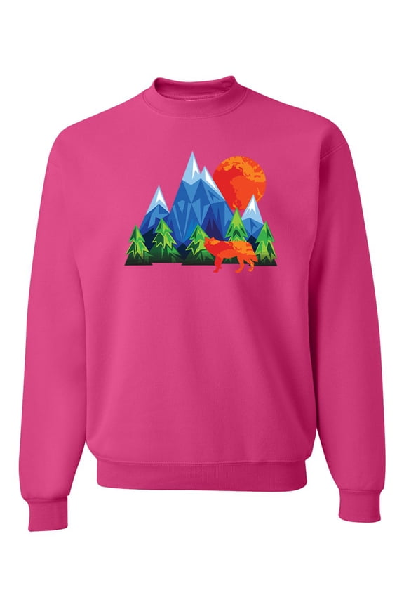 Neon Colorful California Bear Sunset Cali Redwoods | Mens Fashion Crewneck Graphic Sweatshirt, Fuschia, Medium
