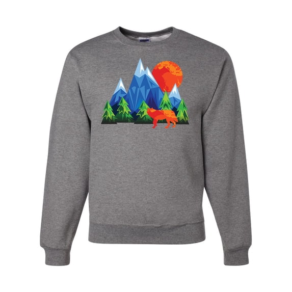 Neon Colorful California Bear Sunset Cali Redwoods | Mens Fashion Crewneck Graphic Sweatshirt, Heather Grey, X-Large