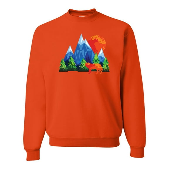 Neon Colorful California Bear Sunset Cali Redwoods | Mens Fashion Crewneck Graphic Sweatshirt, Orange, Small