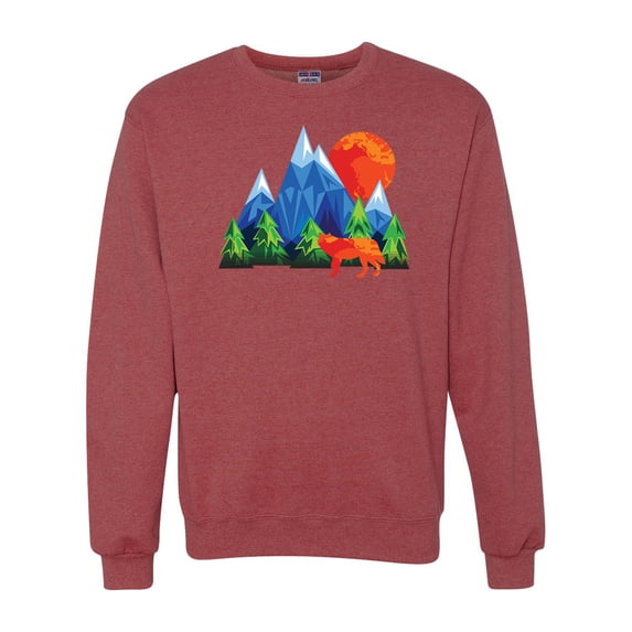 Neon Colorful California Bear Sunset Cali Redwoods | Mens Fashion Crewneck Graphic Sweatshirt, Vintage Heather Red, 3XL