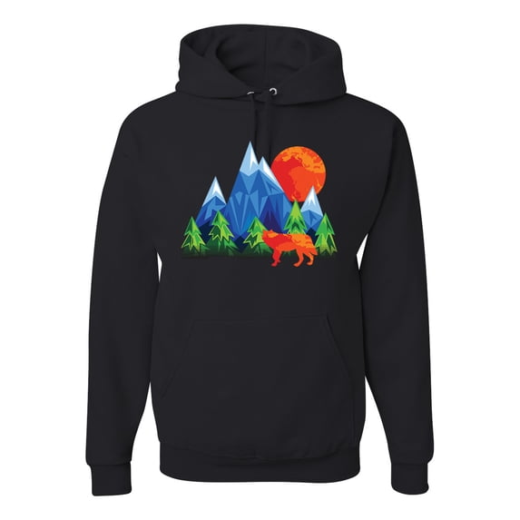 Neon Colorful California Bear Sunset Cali Redwoods | Mens Fashion Hooded Sweatshirt Graphic Hoodie, Black, 2XL