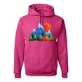 thumbnail image 1 of Neon Colorful California Bear Sunset Cali Redwoods | Mens Fashion Hooded Sweatshirt Graphic Hoodie, Fuschia, X-Large, 1 of 4