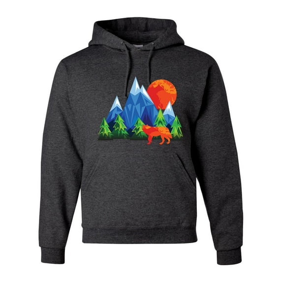 Neon Colorful California Bear Sunset Cali Redwoods | Mens Fashion Hooded Sweatshirt Graphic Hoodie, Heather Black, Medium