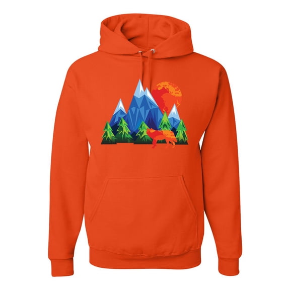 Neon Colorful California Bear Sunset Cali Redwoods | Mens Fashion Hooded Sweatshirt Graphic Hoodie, Orange, 3XL