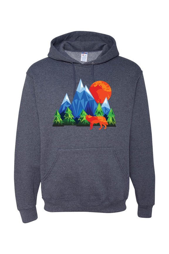 Neon Colorful California Bear Sunset Cali Redwoods | Mens Fashion Hooded Sweatshirt Graphic Hoodie, Vintage Heather Navy, Small