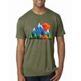 thumbnail image 1 of Neon Colorful California Bear Sunset Cali Redwoods | Mens Fashion Premium Tri Blend T-Shirt, Military Green, Small, 1 of 4