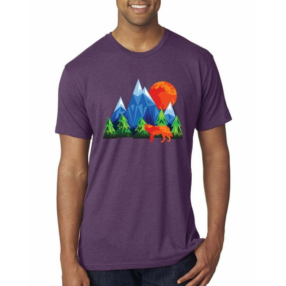 Neon Colorful California Bear Sunset Cali Redwoods | Mens Fashion Premium Tri Blend T-Shirt, Vintage Purple, Medium