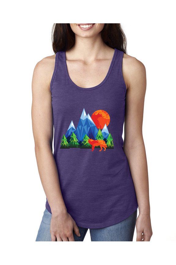 Neon Colorful California Bear Sunset Cali Redwoods | Womens Fashion Jersey Racerback Tank Top, Purple Rush, X-Large
