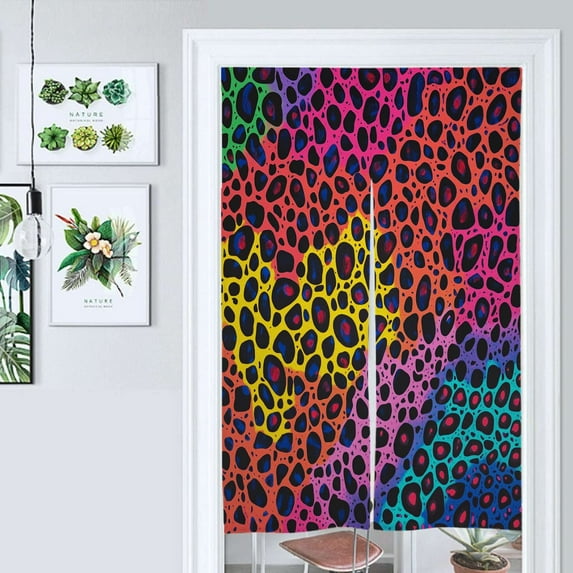 Neon Colorful Cheetah Print Door Curtain Nordic Living Room DoorCurtain Porch Partition Curtain Kitchen Rative Half Curtain