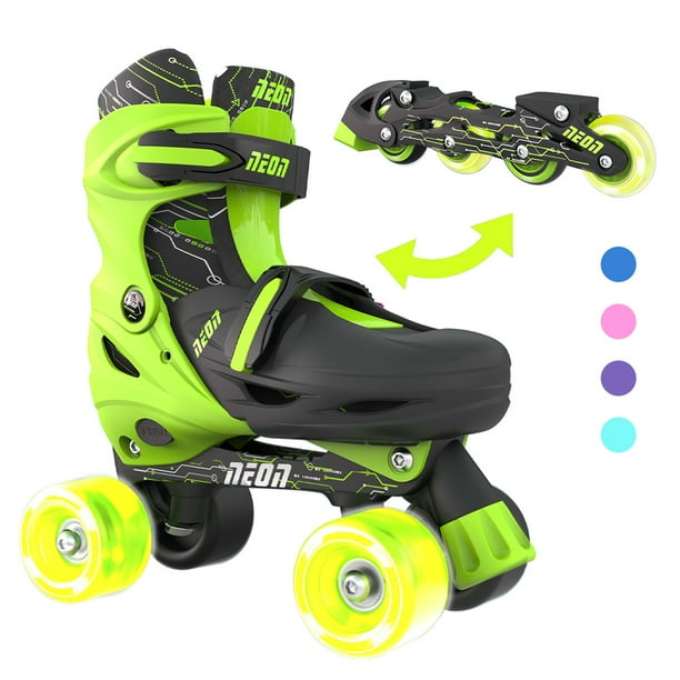Neon Combo 2N1 Kids Inline Skates and Quad Boys and Girls, Size 122