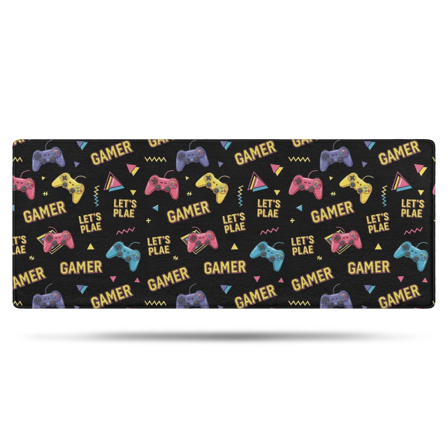 Neon Controllers Games Icons Black Pattern Bathroom Rugs Mat,Non Slip ...