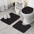 thumbnail image 1 of Neon Controllers Games Icons Black Pattern Bathroom Rugs Sets 3 Piece,Toilet Cover Set,Absorbent Non Slip Bathroom Mats Sets with U-Shaped Contour Rug Toilet Rug Set, 1 of 5