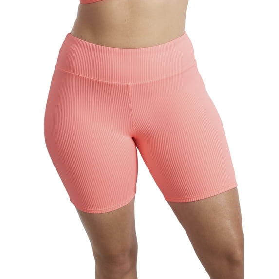 Neon Coral Bayside Bike Short Swim Bottom Swimsuit