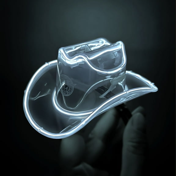 Neon Cowboys® Mini Cowgirl Hat, Light up Cowboy Hat Gifts for Birthdays, Pets, Raves, Parties and Festivals, White