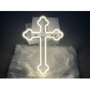 Neon Cross Sign Light Up LED Neon Crucifix Signs Lights with Dimmer for Boy Girl Wall Decor Wedding Man Cave Jesus Christian Catholic Easter Christmas Gift Warm White