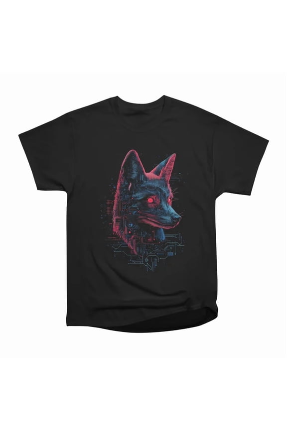 Neon Cyber Fox Aesthetic T-Shirt Tee Gift For Him Merch For Her Apparel For Friend