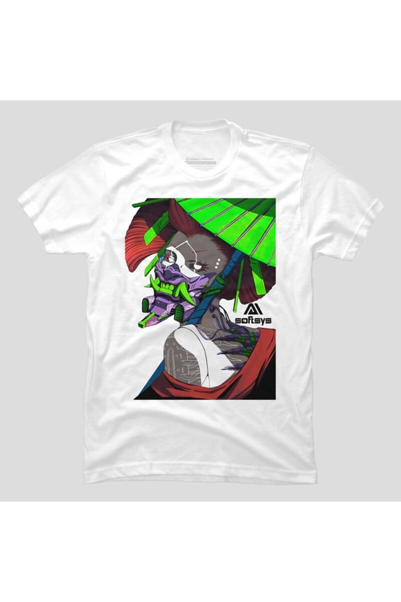 Neon Cyberpunk Geisha Cyborg Sci-Fi Anime T-shirt M2987753, Up to Size 5XL