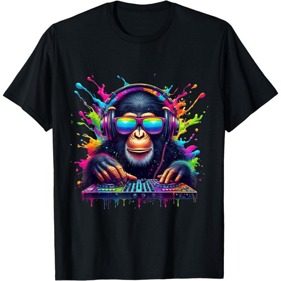 Neon DJ Monkey Rave EDM Festival Party Monkey T-Shirt
