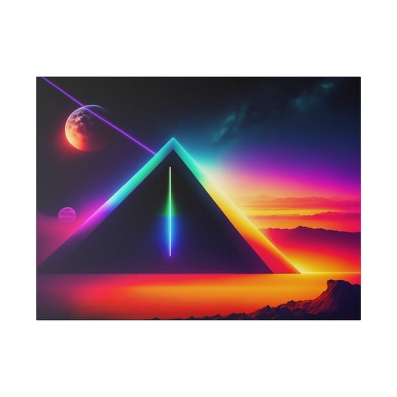 Neon Dark Side Of The Moon Canvas Wall Art - Unreal Series Pop Art