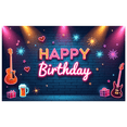 thumbnail image 1 of Neon Design Birthday Party Banner Guitar Music Event Banner for Birthday Celebration Party Decoration Photo Background, 1 of 9