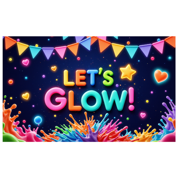 Neon Design Glow Banner Colorful Decoration Let's Glow Festival Sign for Party Celebration Event