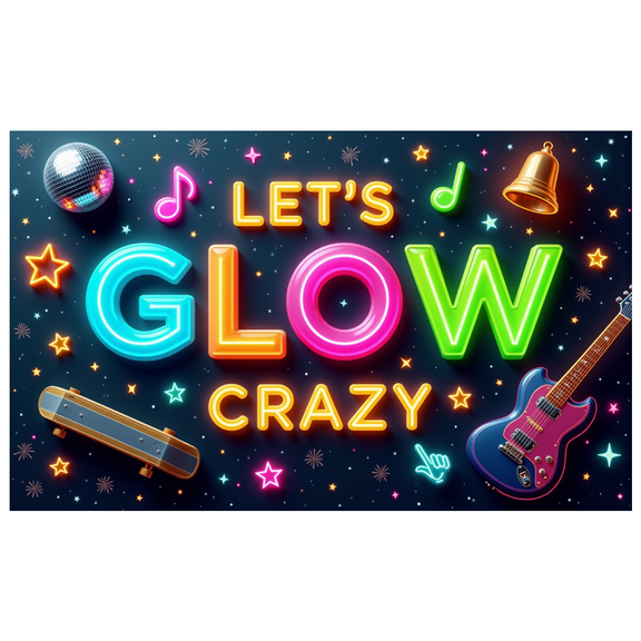 Neon Design Party Decoration Let Glow Music Banner for Disco Party Indoor Decoration Celebration
